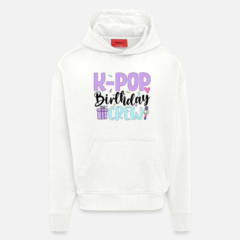 Équipe d’anniversaire K Pop - Sweat à capuche bio épais oversize fabriqué en UE - OFF WHITE
