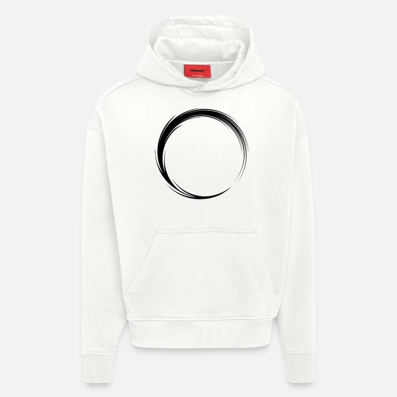 Cercle Icône Forme Noir - Sweat à capuche bio épais oversize fabriqué en UE - OFF WHITE