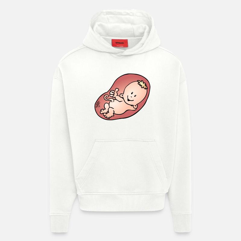 Enceinte - grossesse - Sweat à capuche bio épais oversize fabriqué en UE - OFF WHITE