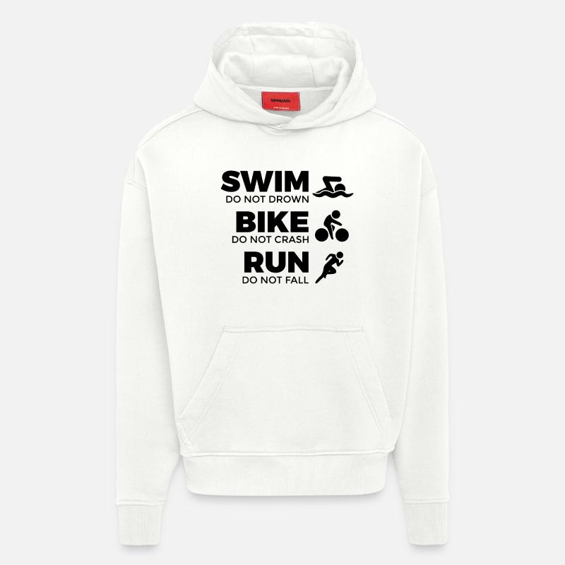 Citation Triathlète - Sweat à capuche bio épais oversize fabriqué en UE - OFF WHITE