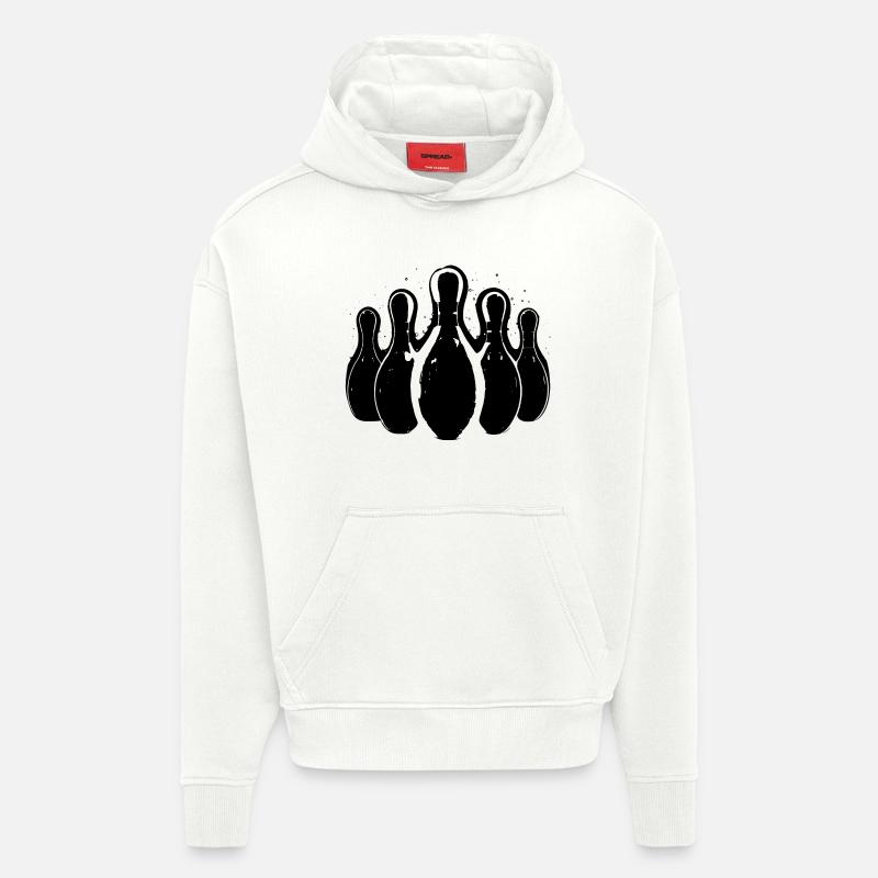 Graphismes de bowling - Sweat à capuche bio épais oversize fabriqué en UE - OFF WHITE