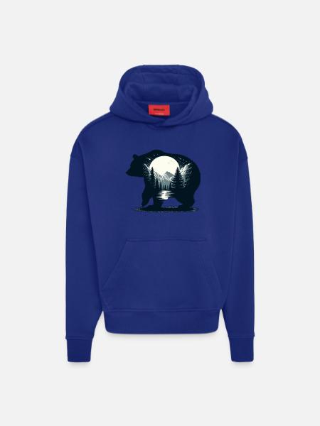Bears Silhouette Wilderness Full Moon Night - Hoodie- made by SPREAD  - OFF WHITE
