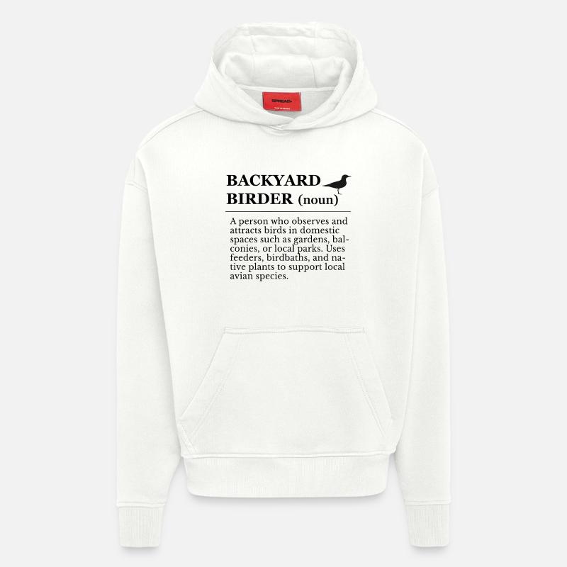 Observation des oiseaux dans le jardin - Sweat à capuche bio épais oversize fabriqué en UE - OFF WHITE