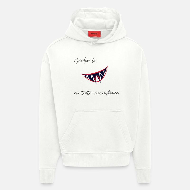 Garder le Smile - Sweat à capuche bio épais oversize fabriqué en UE - OFF WHITE