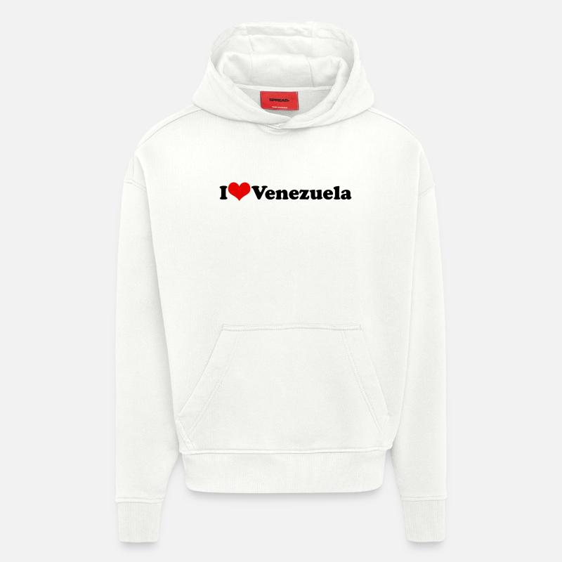 J’aime le Venezuela - Sweat à capuche bio épais oversize fabriqué en UE - OFF WHITE