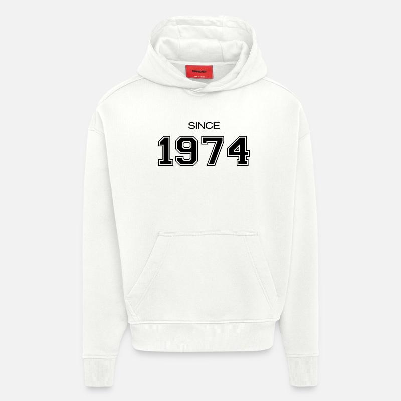 cadeau d'anniversaire 1974 - Sweat à capuche bio épais oversize fabriqué en UE - OFF WHITE
