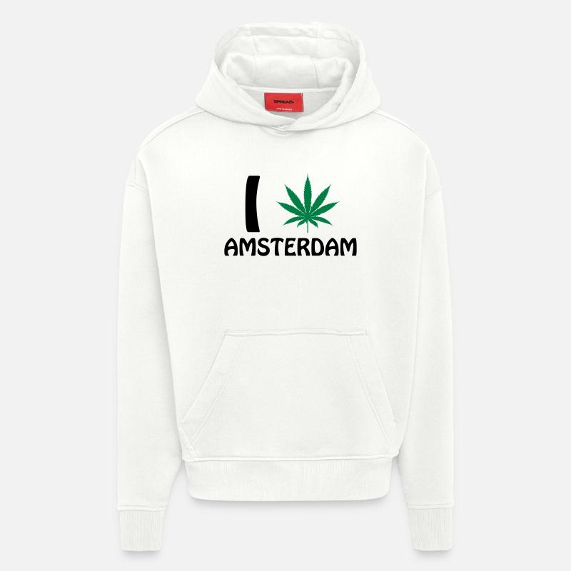 I Love Amsterdam - Hoodie- made by SPREAD  - OFF WHITE