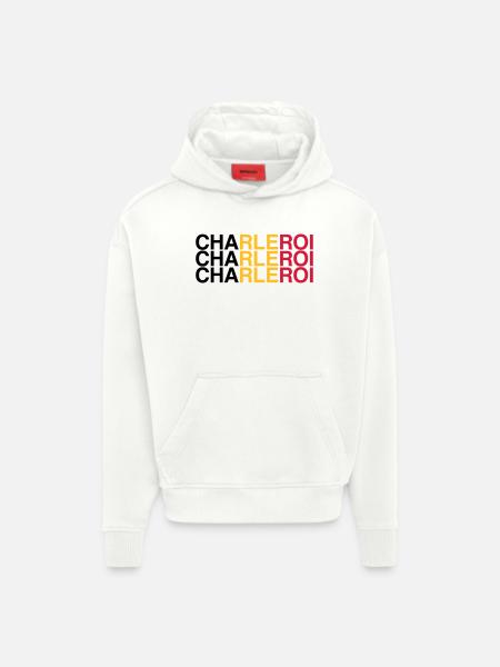 CHARLEROI Belgium Belgium Flag - Hoodie- made by SPREAD - OFF WHITE