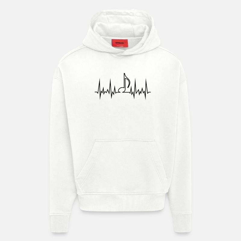 wave_note - Sweat à capuche bio épais oversize fabriqué en UE - OFF WHITE