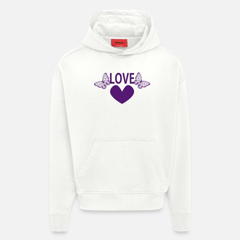 AMOUR - Sweat à capuche bio épais oversize fabriqué en UE - OFF WHITE