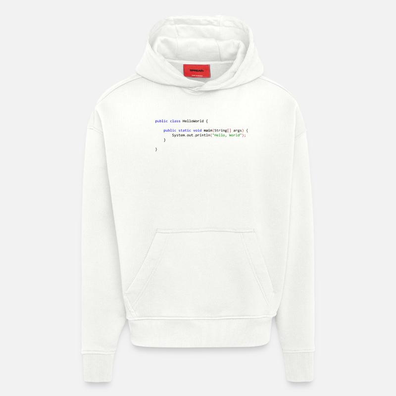 Bonjour tout le monde en Java - Sweat à capuche bio épais oversize fabriqué en UE - OFF WHITE