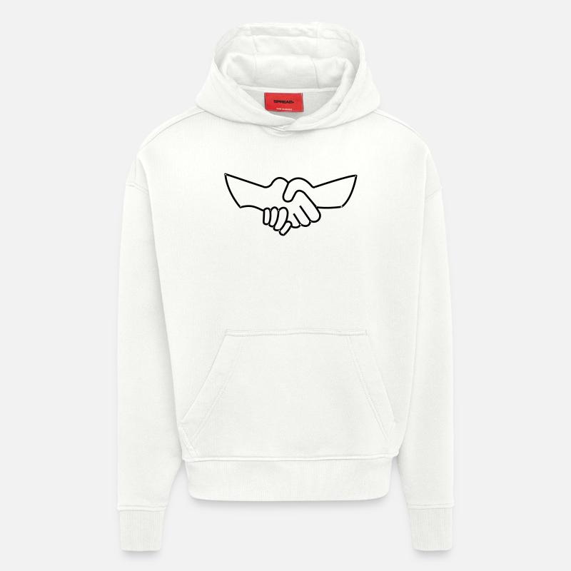 Serrer la main - © roil - Sweat à capuche bio épais oversize fabriqué en UE - OFF WHITE