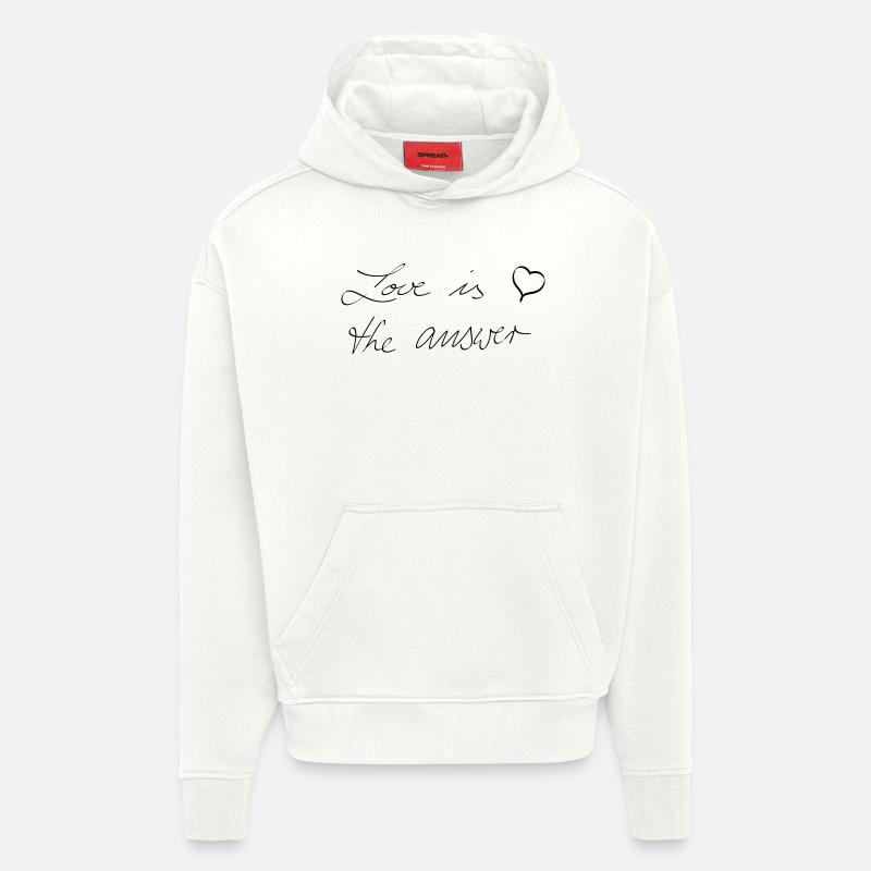 L'amour est la réponse - © roil - Sweat à capuche bio épais oversize fabriqué en UE - OFF WHITE