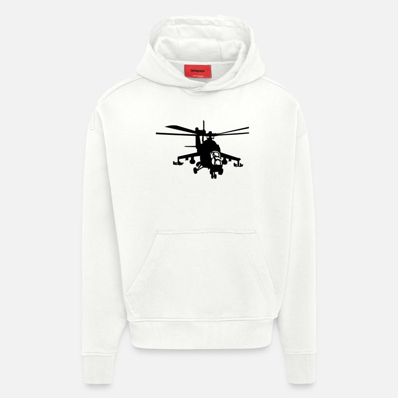hélicoptère Mi-24 - Sweat à capuche bio épais oversize fabriqué en UE - OFF WHITE