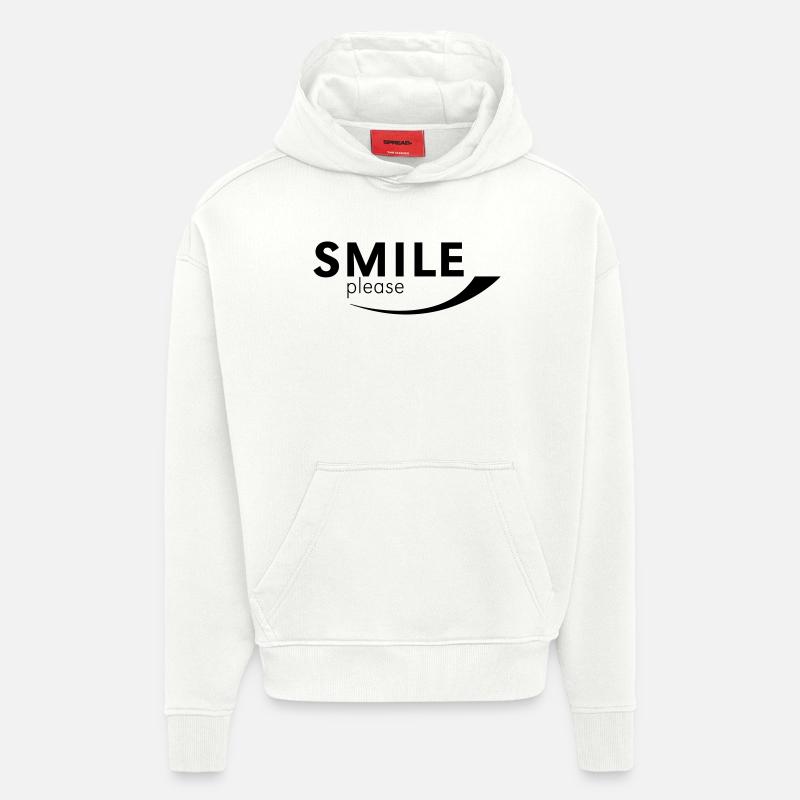 Smile please - Sweat à capuche bio épais oversize fabriqué en UE - OFF WHITE