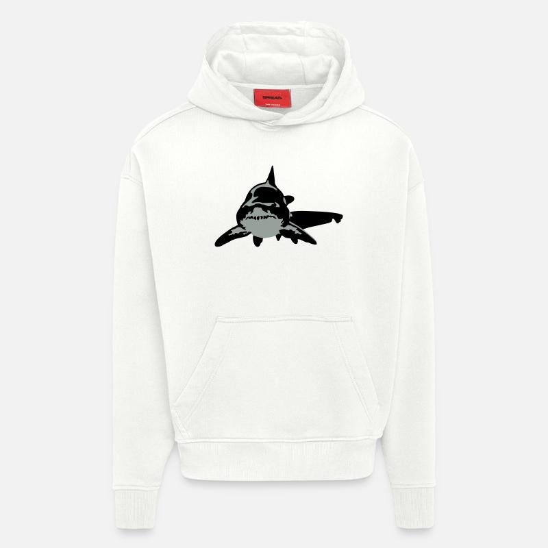 requin - Sweat à capuche bio épais oversize fabriqué en UE - OFF WHITE