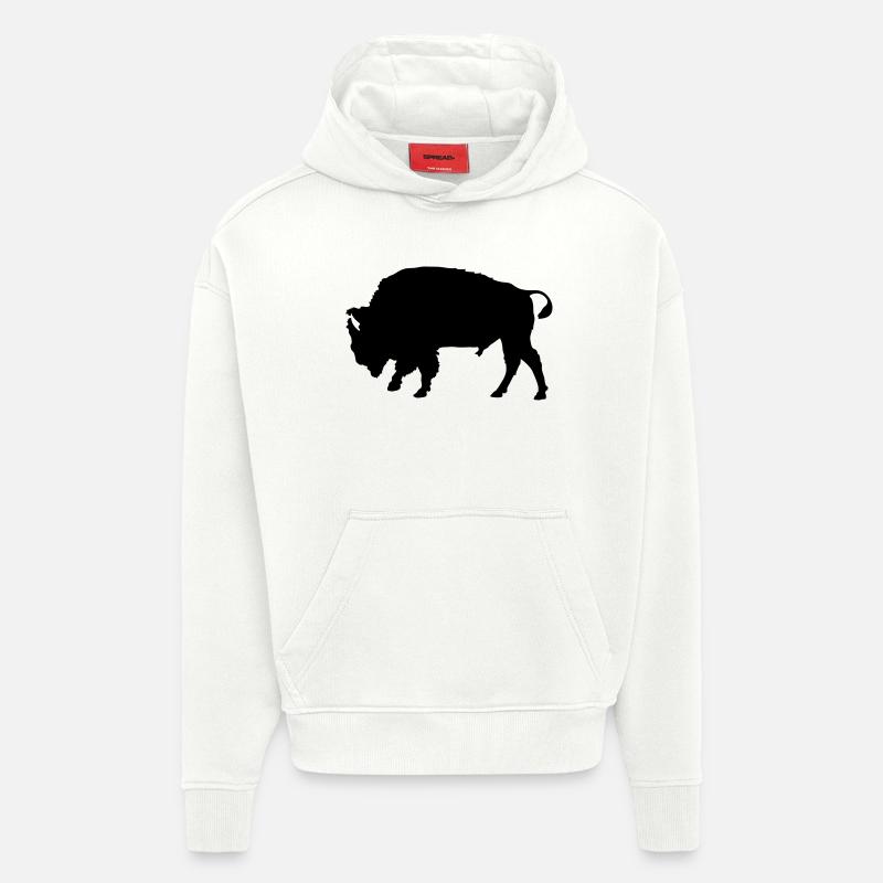 bison - Sweat à capuche bio épais oversize fabriqué en UE - OFF WHITE