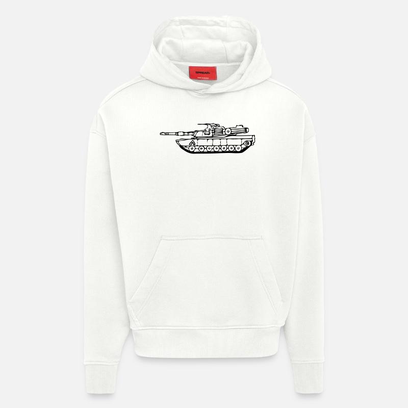 gezeichneter M1 Abrams Panzer - Hoodie- made by SPREAD  - OFF WHITE