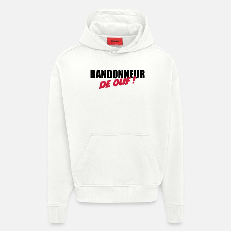 Randonneur de ouf ! - Sweat à capuche bio épais oversize fabriqué en UE - OFF WHITE
