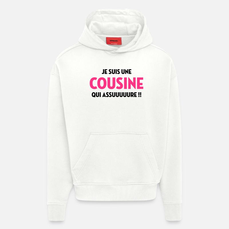 Cousine / Cousin / Bébé / Naissance / Baby - Sweat à capuche bio épais oversize fabriqué en UE - OFF WHITE