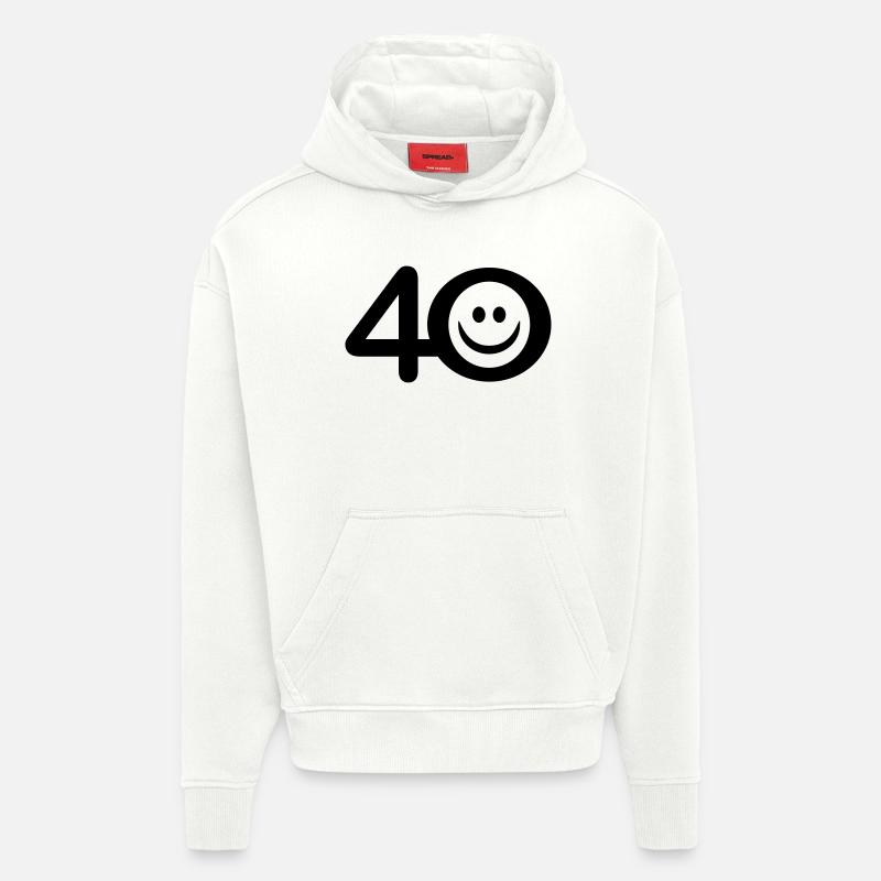 Zum Vierzigsten: 40 mit Lächel-Emoticon - Hoodie- made by SPREAD  - OFF WHITE