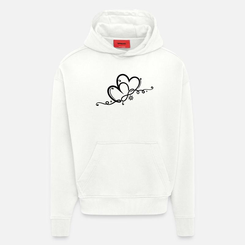 Zwei Herzen mit Blume und infinity - Hoodie- made by SPREAD - OFF WHITE