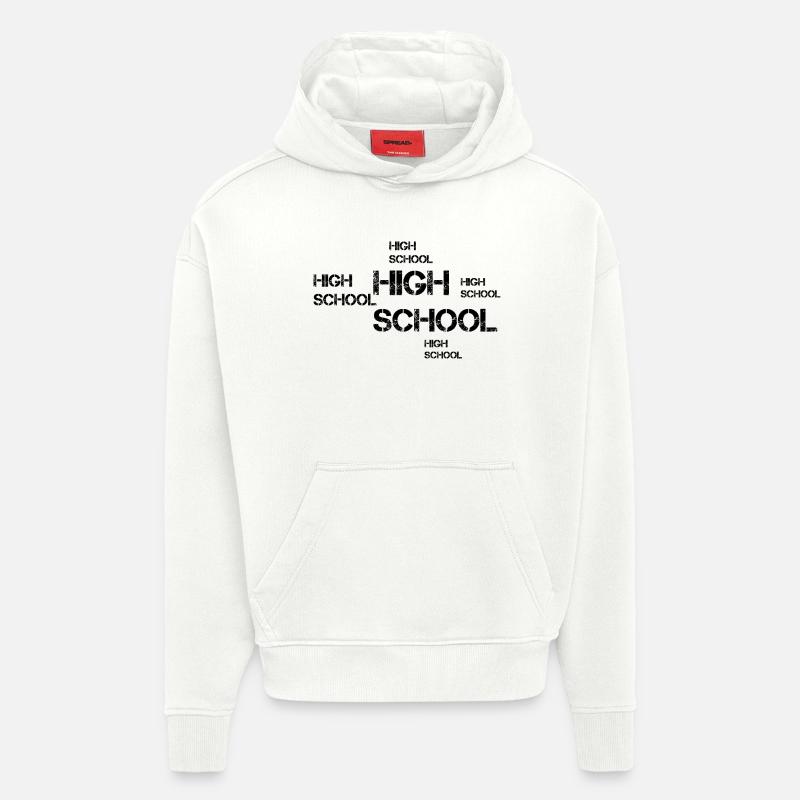 Design d’école secondaire - Sweat à capuche bio épais oversize fabriqué en UE - OFF WHITE