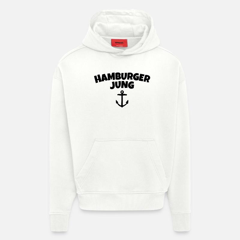 Hamburger Jung de Hambourg - Sweat à capuche bio épais oversize fabriqué en UE - OFF WHITE