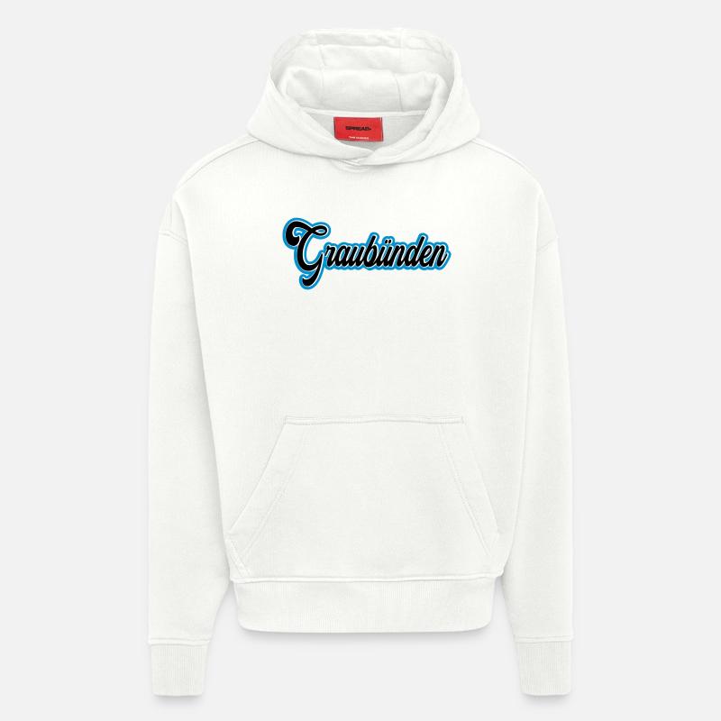 Graubünden Script mit Blau Outline - Hoodie- made by SPREAD  - OFF WHITE