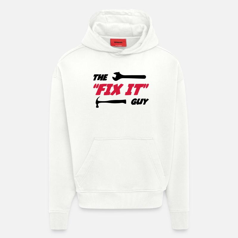 The "Fix it" Guy 🔨 - Sweat à capuche bio épais oversize fabriqué en UE - OFF WHITE