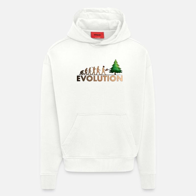Kettensägen Evolution Farbe - Hoodie- made by SPREAD  - OFF WHITE