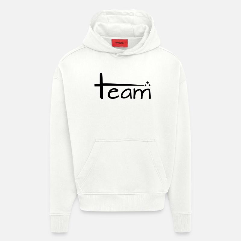 Team Style avec étoiles - Sweat à capuche bio épais oversize fabriqué en UE - OFF WHITE