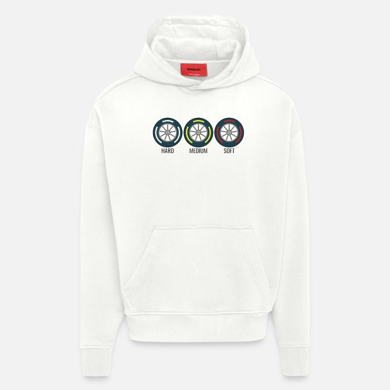 Pneus Formule voiture course - Sweat à capuche bio épais oversize fabriqué en UE - OFF WHITE