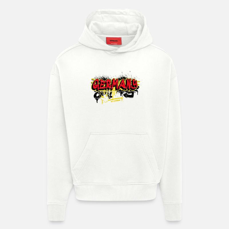Drapeaux graffitis allemands - Sweat à capuche bio épais oversize fabriqué en UE - OFF WHITE