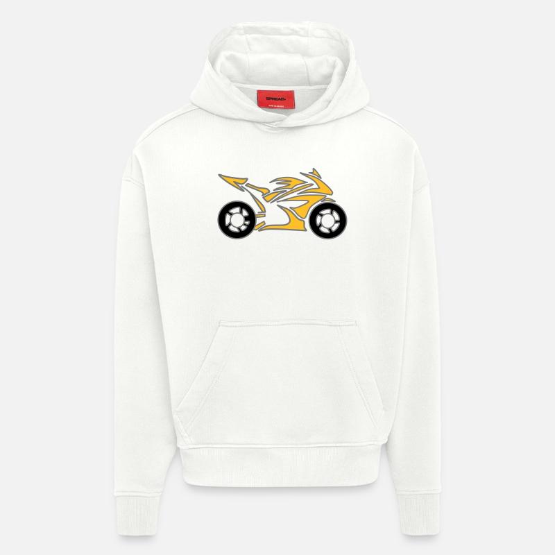 Moto Vélo Chopper Mobylette Roll - Sweat à capuche bio épais oversize fabriqué en UE - OFF WHITE