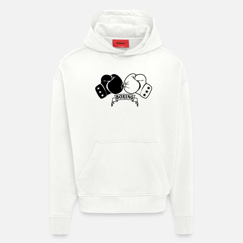 Gants de boxe - Sweat à capuche bio épais oversize fabriqué en UE - OFF WHITE