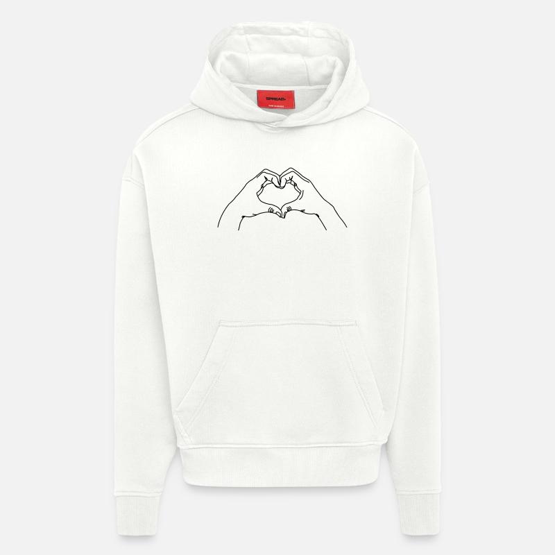 Geste de la main AMOUR - Sweat à capuche bio épais oversize fabriqué en UE - OFF WHITE