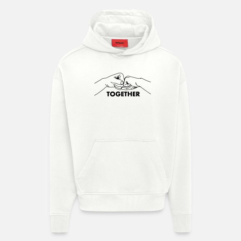Zusammenarbeit bei Handgesten, Teamarbeit mit Text - Hoodie- made by SPREAD  - OFF WHITE