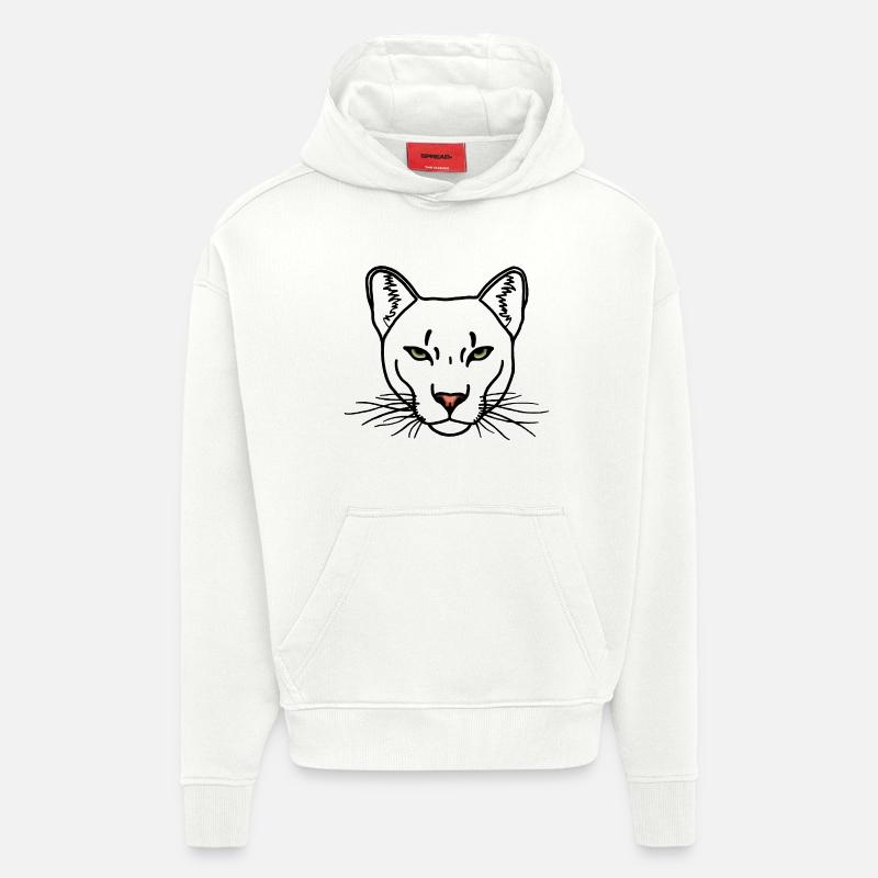 Cougar noir R6Z - Sweat à capuche bio épais oversize fabriqué en UE - OFF WHITE