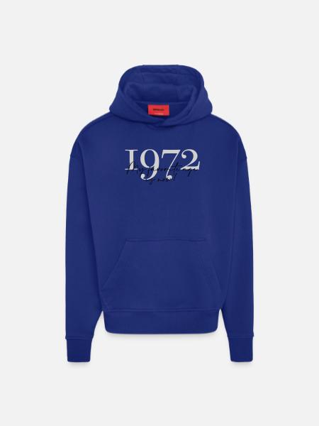 Millésime Année 1972 Script - Sweat à capuche bio épais oversize fabriqué en UE - OFF WHITE