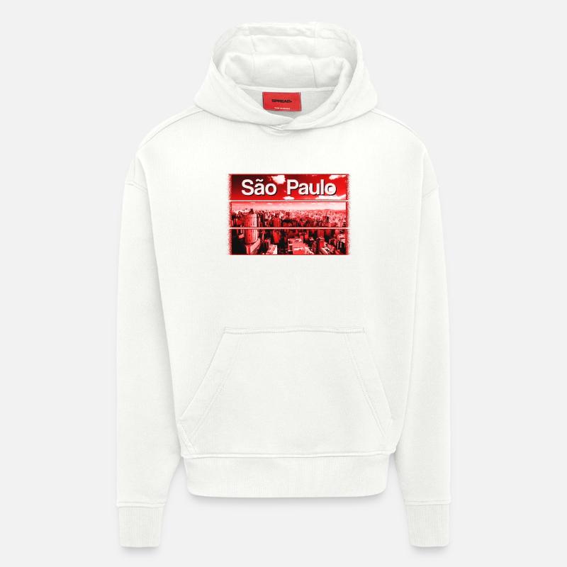Rote Stadtsilhouette São Paulo - Hoodie- made by SPREAD  - OFF WHITE