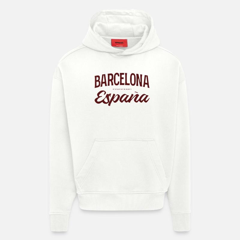 Barcelone - Sweat à capuche bio épais oversize fabriqué en UE - OFF WHITE