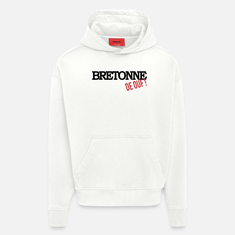 Bretonne de ouf - Sweat à capuche bio épais oversize fabriqué en UE - OFF WHITE