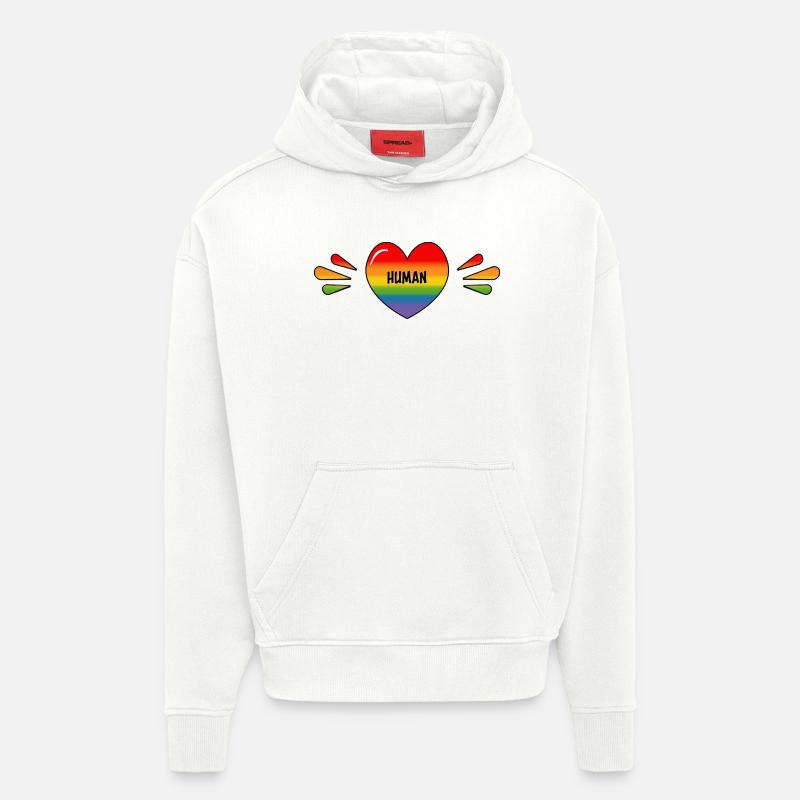 Rainbow Gay humain - Sweat à capuche bio épais oversize fabriqué en UE - OFF WHITE