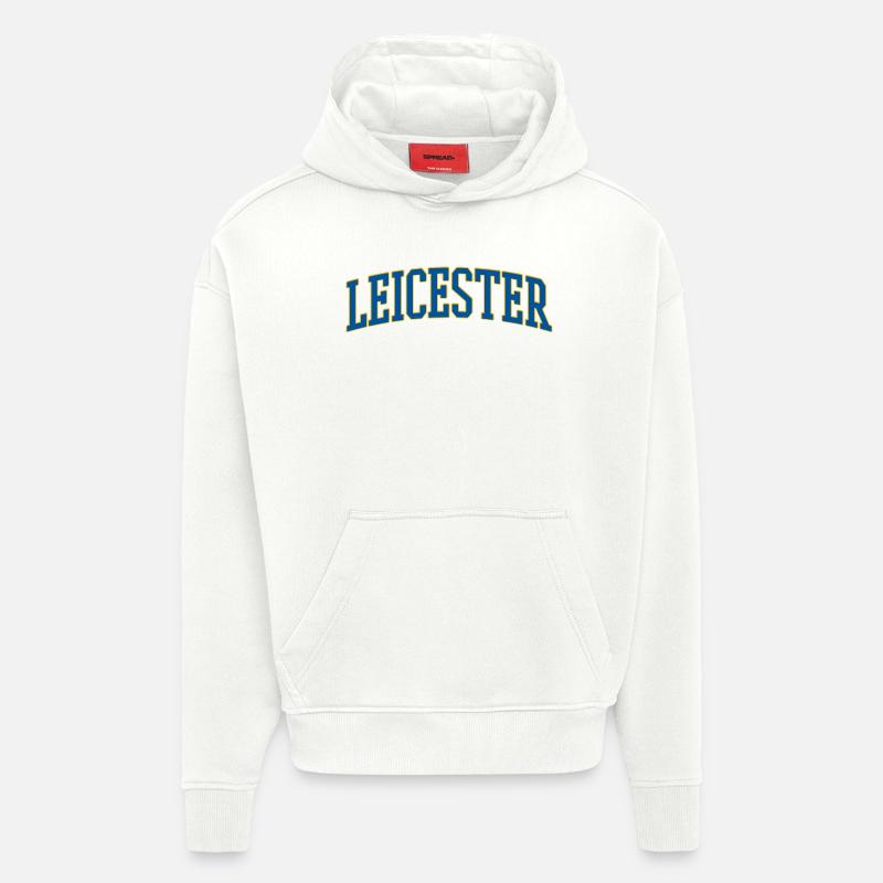 Mot de lycée Varsity de Leicester - Sweat à capuche bio épais oversize fabriqué en UE - OFF WHITE