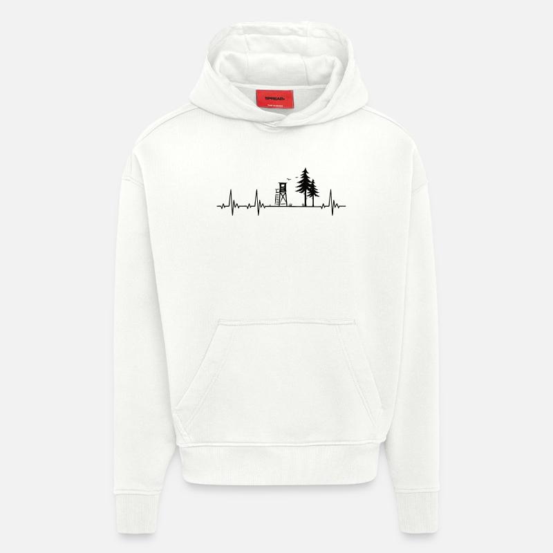 Jäger Herzschlag mit Hochsitz im Wald - Hoodie- made by SPREAD - OFF WHITE