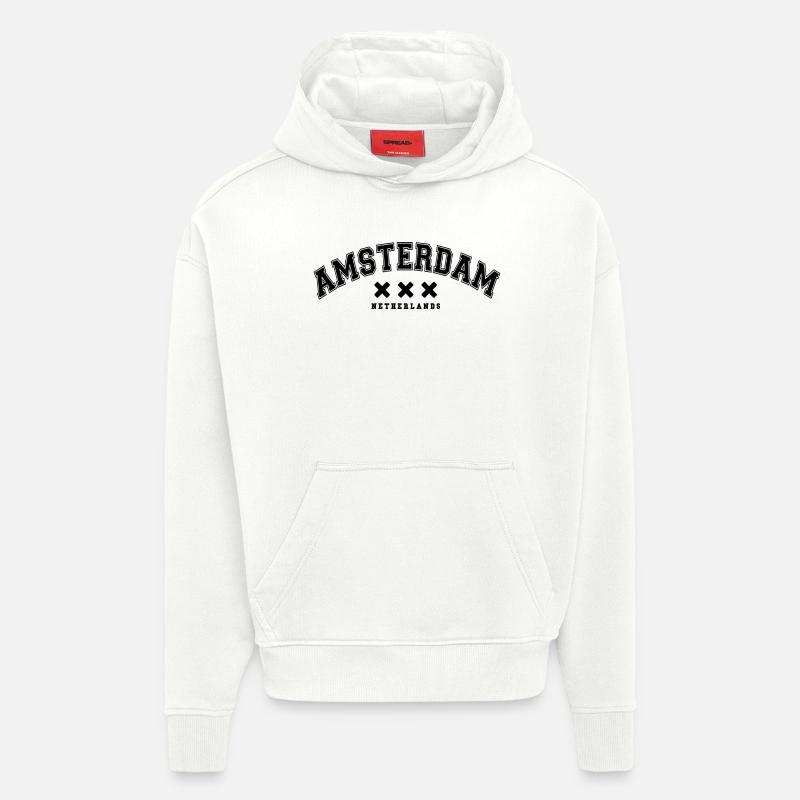Amsterdam Pays-Bas - Sweat à capuche bio épais oversize fabriqué en UE - OFF WHITE