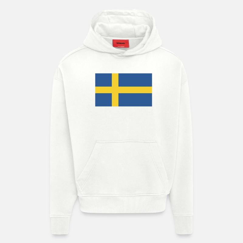 Drapeau national de la Suède - Sweat à capuche bio épais oversize fabriqué en UE - OFF WHITE