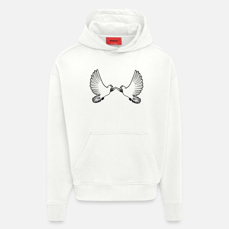 Zwei Tauben transparent - Hoodie- made by SPREAD  - OFF WHITE