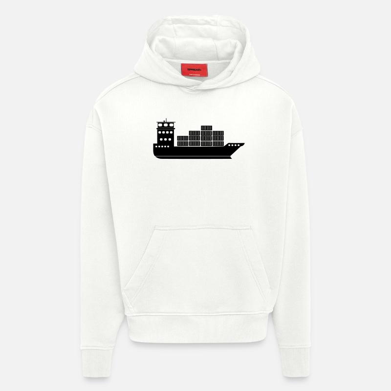 Seecontainerschiff oder Boot mit Containern - Hoodie- made by SPREAD  - OFF WHITE
